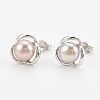 Brass Natural Pearl Ball Stud Earrings PEAR-T002-03A-1