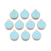 Light Gold Plated Alloy Enamel Charms ENAM-T010-05G-01-1
