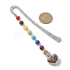 7 Chakra Gemstone Bead & Natural Tiger Eye Glass Heart Wishing Bottle Pendant Bookmarks AJEW-JK00313-02-3