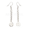 Curb Chains with Brass Charm Long Dangle Earrings EJEW-JE04963-04-2