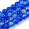 Transparent Crackle Baking Paint Glass Beads Strands DGLA-T003-01C-03-1