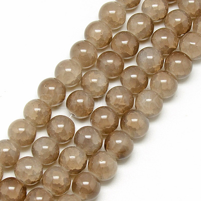 Baking Paint Crackle Glass Beads Strands X-DGLA-Q023-8mm-YS26-1