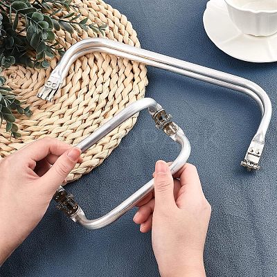 2Pcs 2 Style Aluminium Purse Handle Frame FIND-CA0003-24A-1