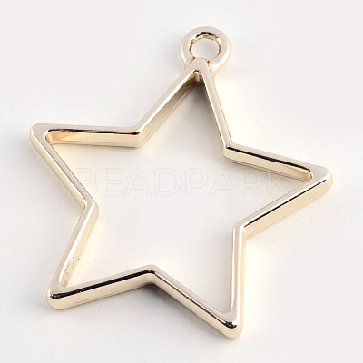 Rack Plating Alloy Star Open Back Bezel Pendants X-PALLOY-S047-40D-FF-1