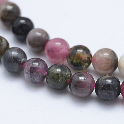 Natural Multicolor Tourmaline Beads Strands G-J373-08-5mm-1