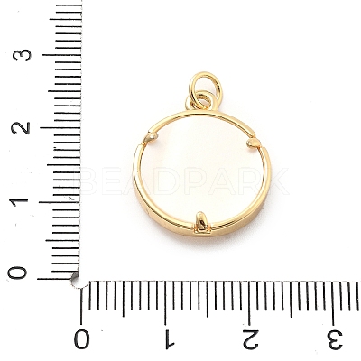 Rack Plating Brass with Cubic Zirconia Pendants and Shell KK-Q017-11G-1