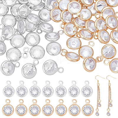 80Pcs 2 Colors Brass Micro Pave Cubic Zirconia Pendants KK-UN0005-15-1