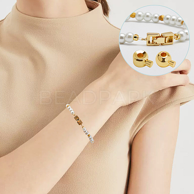 100Pcs 2 Styles Brass Crimp Beads KK-BBC0014-28G-1