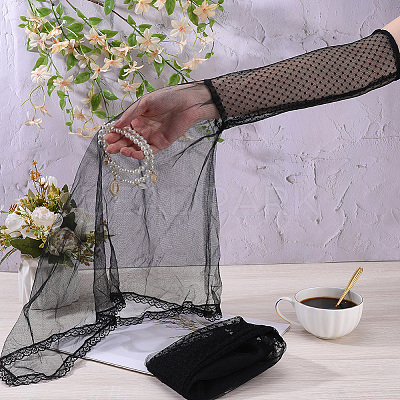 1 Pair Gauze Lace Gloves for Women AJEW-CY0002-01-1