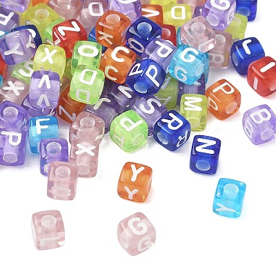 Spray Paint Transparent Acrylic Beads OACR-D314-05-1