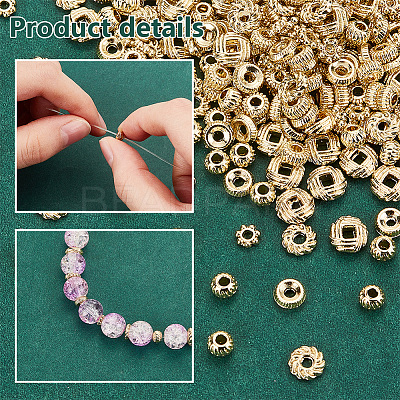 300Pcs 6 Style Rack Plating Alloy Spacer Beads FIND-PH0018-16-1
