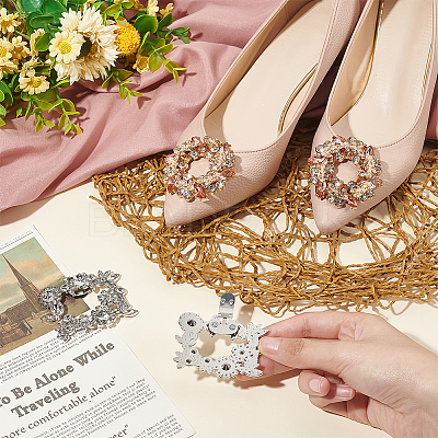 4Pcs 2 Style Alloy Rhinestone Shoe Buckle Clips AJEW-FG0003-32-1