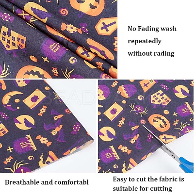 Halloween Printed Polycotton Fabric DIY-WH0032-07B-1