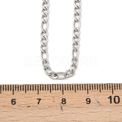 Tarnish Resistant Smooth Surface 304 Stainless Steel Figaro Chain Necklace Making STAS-A028-N022P-1