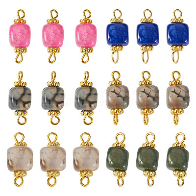 6 Sets 6 Colors  Natural Agate Dyed Connector Charms FIND-TA0002-41-1