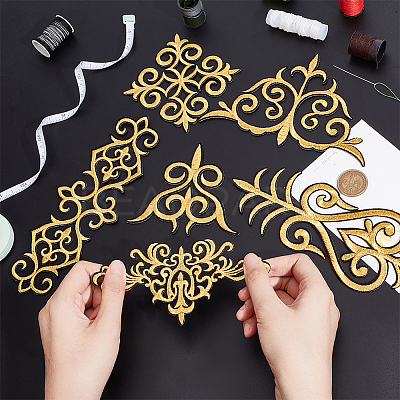 12Pcs 6 Styles Polyester Computerized Embroidery Iron on/Sew on Patches PATC-NB0001-18-1