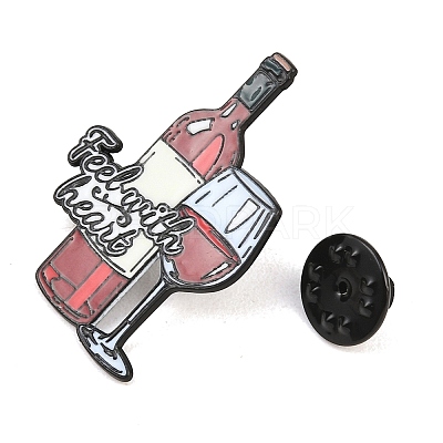 Red Wine with Feel with heart Enamel Brooches JEWB-I063-02EB-03-1