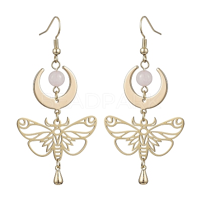 Natural Rose Quartz Dangle Earrings EJEW-TA00398-1