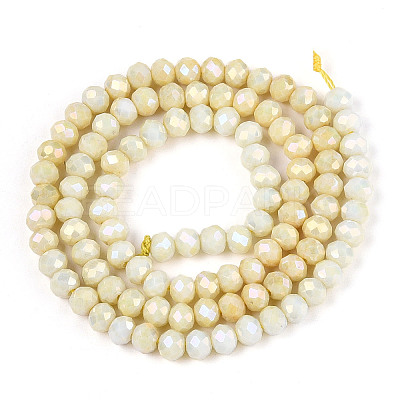 Anti-Tarnish Electroplate Rondelle Glass Beads Strands EGLA-T021-4mm-17-04-1