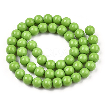 Opaque Solid Color Glass Beads Strands X-GLAA-T032-P8mm-06-1