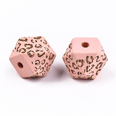Painted Natural Wood Beads WOOD-T021-51C-11-1