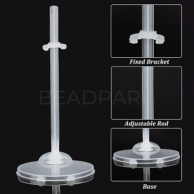 Transparent Plastic Adjustable Doll Standing Bracket AJEW-WH0312-72-1