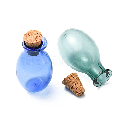 10Pcs 5 Colors Oval Glass Cork Bottles Ornament DJEW-FS0001-01-1