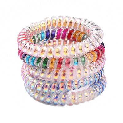 Plastic Telephone Cord Elastic Hair Ties OHAR-Q044-32-1