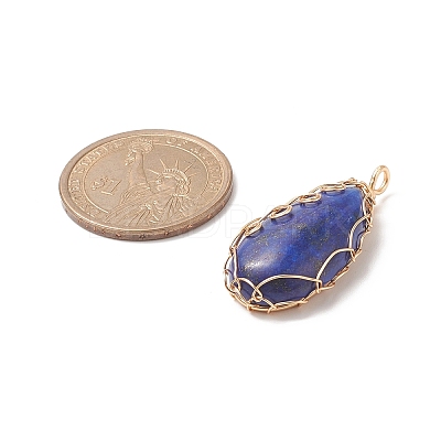 Natural Mixed Stone Copper Wire Wrapped Pendants PALLOY-JF02016-1