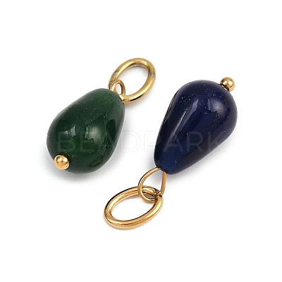 12Pcs 12 Colors Natural Rose Quartz & Green Aventurine & Topaz Jade & Strawberry Quartz & Amazonite & Jade Teardrop Pendants STAS-G359-04G-1