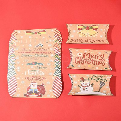 24Pcs 12 Styles Christmas Theme Cardboard Candy Pillow Boxes CON-FS0001-12-1