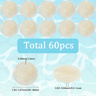 60pcs Flat Round Capiz Shell Pendants SSHEL-SC0001-49-1
