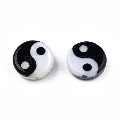 Natural Freshwater Shell Printed Beads SHEL-N026-207B-01-1
