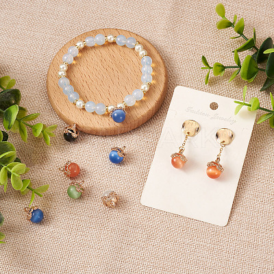 10pcs 5 colors Cat Eye Glass Charms CE-FW0001-01-1