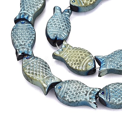Full Plated Frosted Electroplate Glass Fish Beads Strands EGLA-M001-B01-1