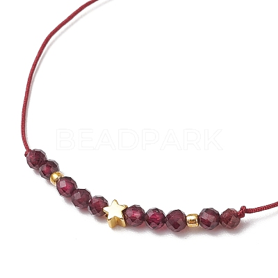 Natural Round Garnet Beads Braided Bead Bracelets for Women BJEW-JB11655-05-1