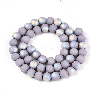 Frosted Opaque Glass Beads Strands GLAA-T032-P8mm-MBB07-1