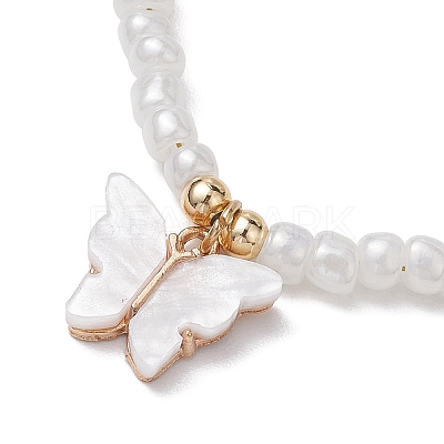 Butterfly Alloy Acrylic Charm Bracelets BJEW-JB10487-01-1