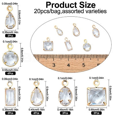 20Pcs Brass Cubic Zirconia Charms ZIRC-YW0001-12-1