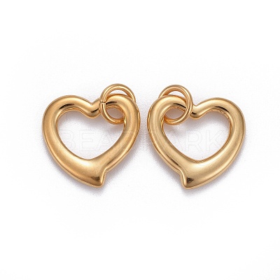 304 Stainless Steel Open Heart Charms STAS-L218-14G-1