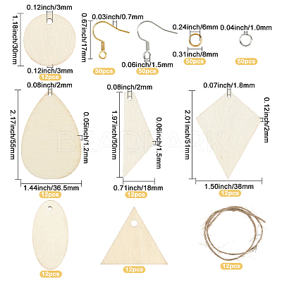DIY Wooden Dangle Earring Making Kits DIY-SP0005-03-1