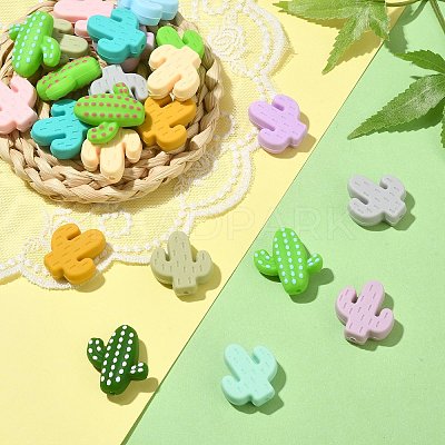 30Pcs 15 Colors Food Grade Eco-Friendly Silicone Focal Beads SIL-CJ0001-09-1