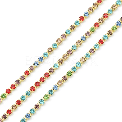 Raw(Unplated) Brass Rhinestone Strass Chains CHC-YW0001-03-1
