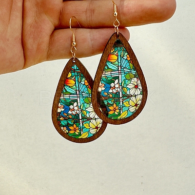 Colorful Acrylic Teardrop Dangle Earrings PW-WG3975F-01-1