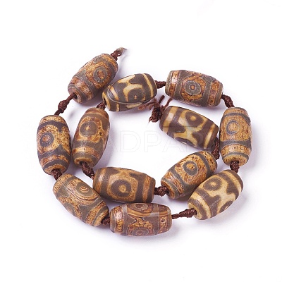 Natural Agate Tibetan Style 3-Eye dZi Beads Strands TDZI-K001-03A-1
