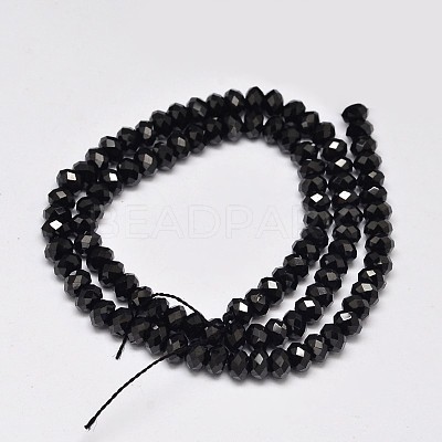 Faceted Rondelle Natural Black Spinel Bead Strands G-F289-42C-1