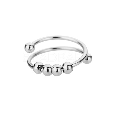 201 Stainless Steel Round Beaded Spinner Rings WG5F549-01-1