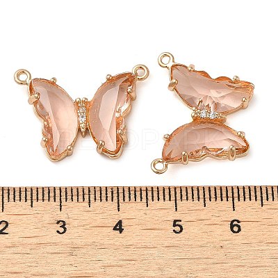 Brass Pave Faceted Glass Connector Charms FIND-Z020-03R-1