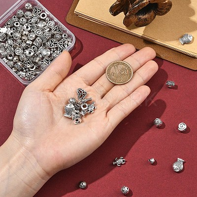 150Pcs 15 Styles Tibetan Style Alloy Beads FIND-YW0012-81-1