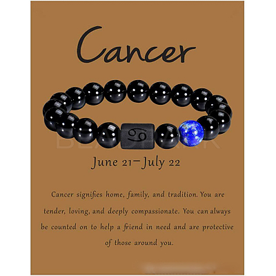 12 Constellation Natural Round Lapis Lazuli Beads Stretch Bracelets WGD22B0-14-1